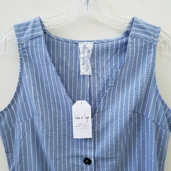 SADIE & SAGE Blue Journey Stripe Romper Size M - Picture 5 of 8